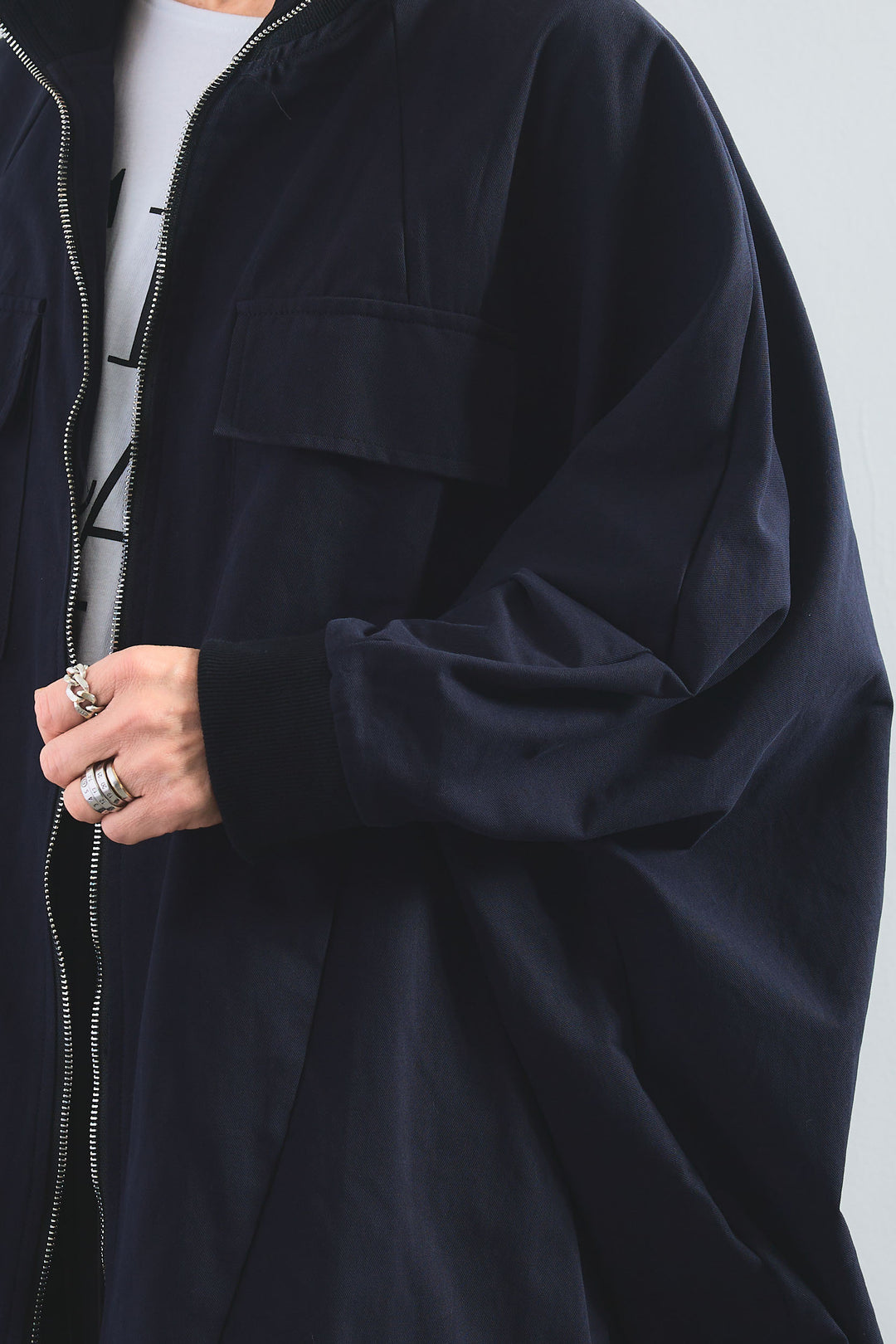 【SET】バックロングドルマンブルゾン+アシンメトリープリーツスカート(2set)
