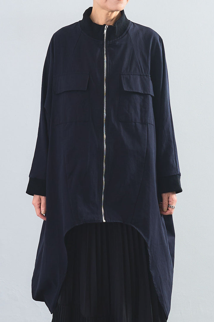 【SET】バックロングドルマンブルゾン+アシンメトリープリーツスカート(2set)