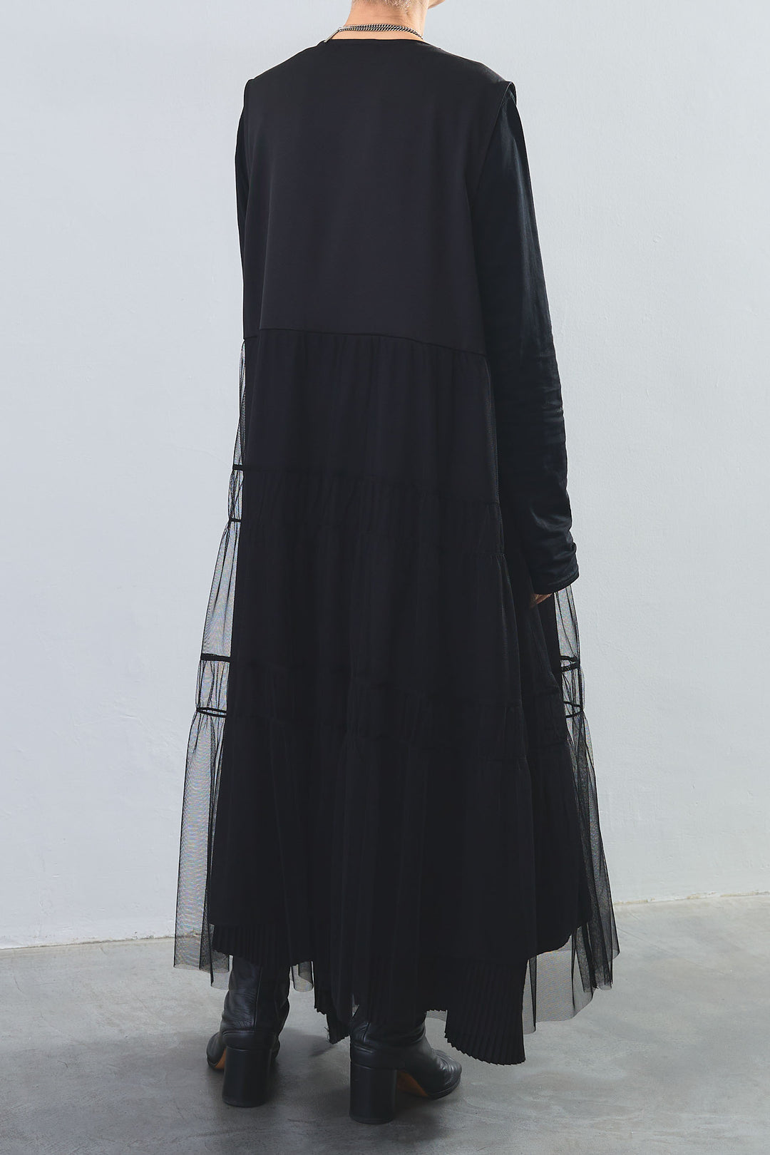 【SET】アシンメトリーロンT+ティアードチュールZIPデザインベストワンピース+アシンメトリープリーツスカート(3set)