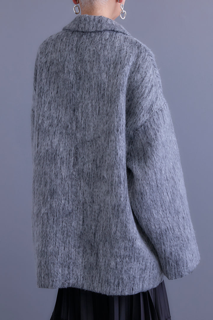 【SET】アシンメトリーオーバーニット+シャギーテーラードコート+アシンメトリープリーツスカート(3set)