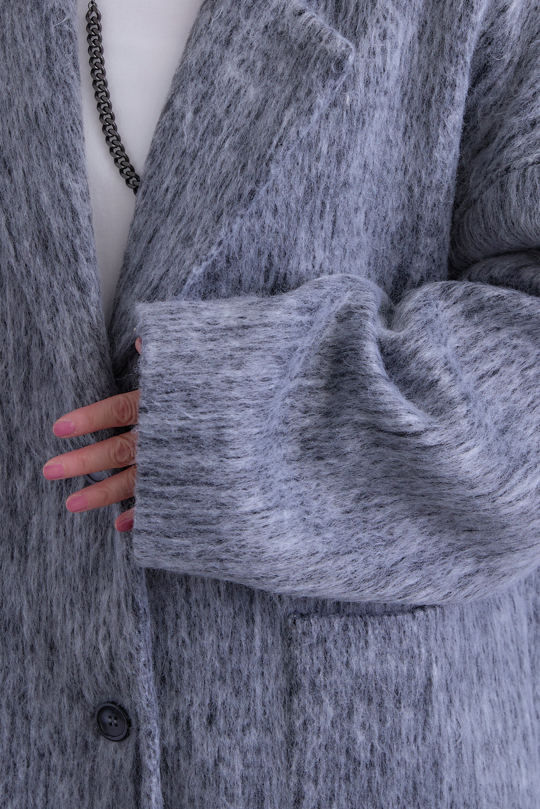 【SET】アシンメトリーオーバーニット+シャギーテーラードコート+アシンメトリープリーツスカート(3set)