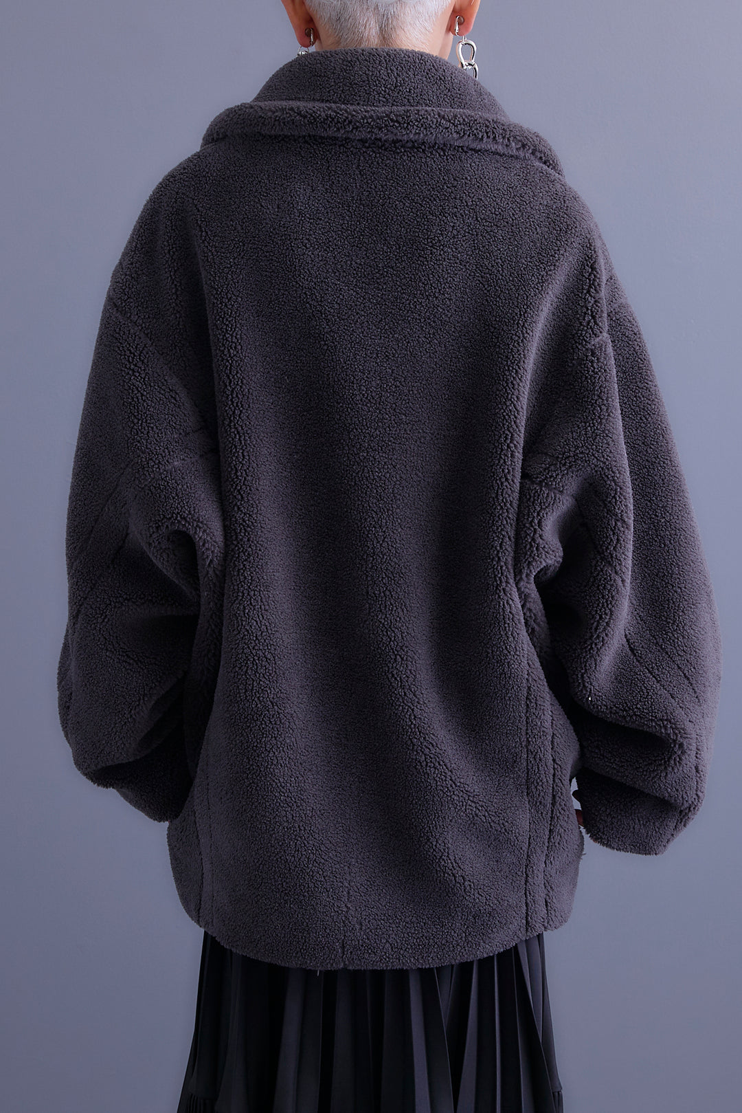 【SET】ヴィンテージアシンメトリーデニムシャツ+テディボアミディコート+デニムドッキングプリーツスカート(3set)