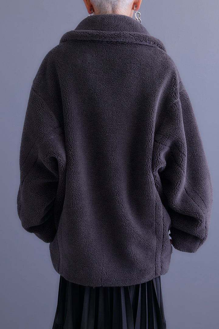 【SET】アシンメトリーオーバーニット+テディボアミディコート+アシンメトリープリーツスカート(3set)