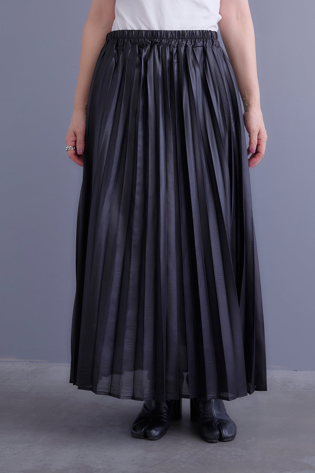 【SET】アシンメトリーロンT+ワッシャートレンチライクライトコート+レザーライクプリーツスカート(3set)