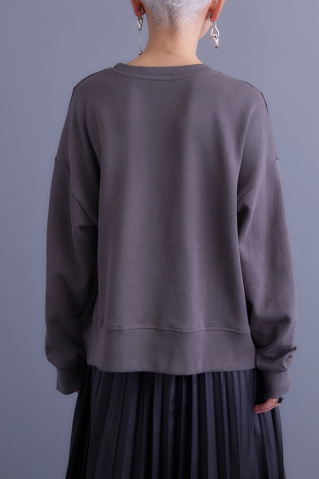 【SET】ZIPデザインアシンメトリープルオーバー+ジャガードフラワースカート(2set)