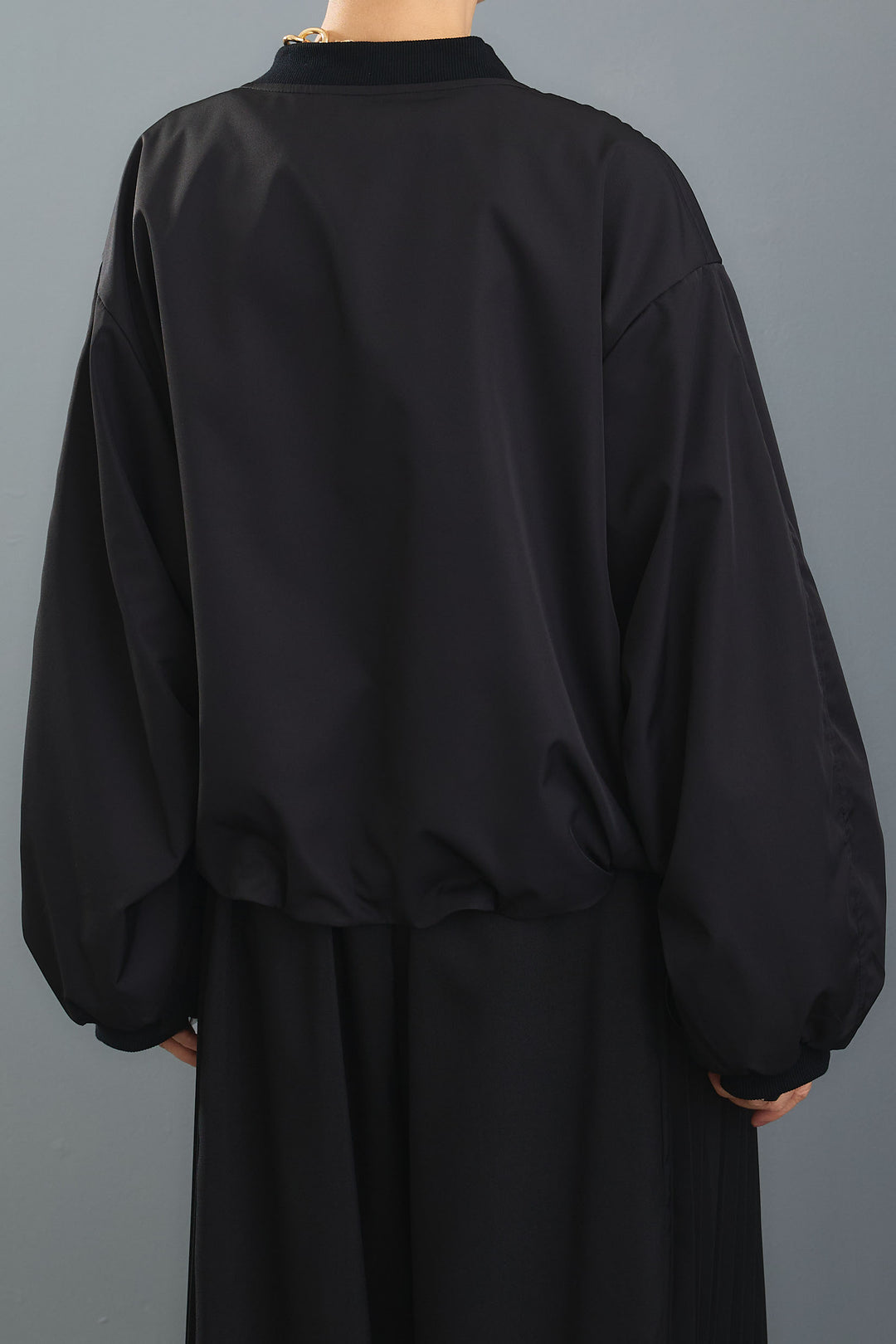 【SET】チュールドッキングブルゾン+サイドプリーツワイドパンツ(2set)