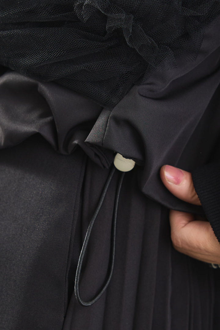 【SET】チュールドッキングブルゾン+サイドプリーツワイドパンツ(2set)