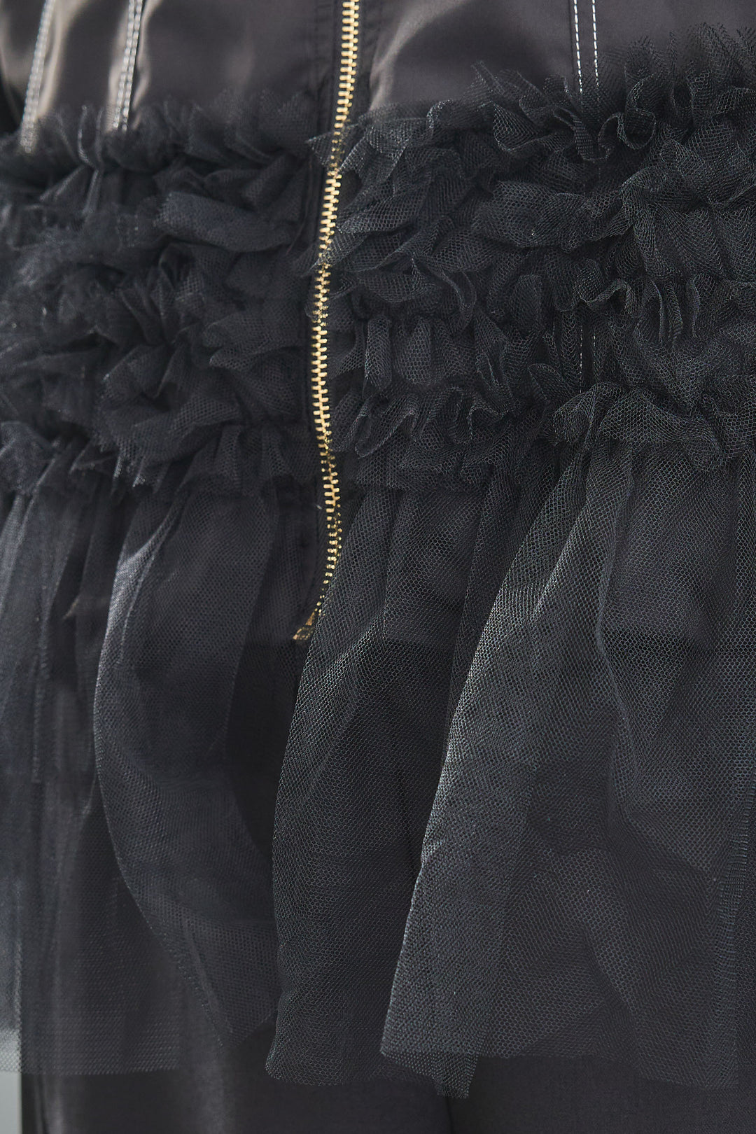 【SET】チュールドッキングブルゾン+サイドプリーツワイドパンツ(2set)