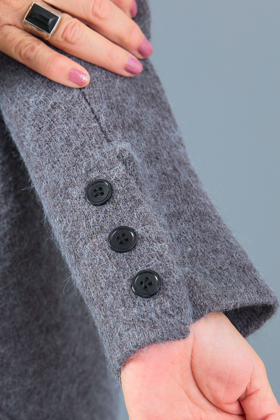 【SET】アシメハイネックボタンニット+アシメレイヤードワイドパンツ(2set)