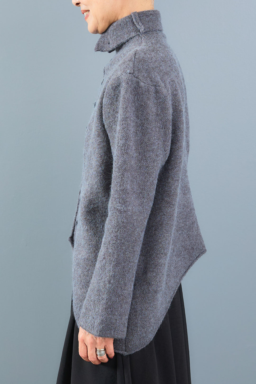 【SET】アシメハイネックボタンニット+アシメレイヤードワイドパンツ(2set)