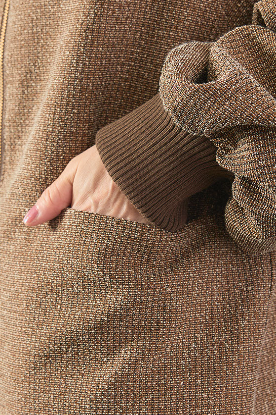 【SET】ツイードスタンドカラーブルゾン+アシンメトリープリーツスカート(2set)