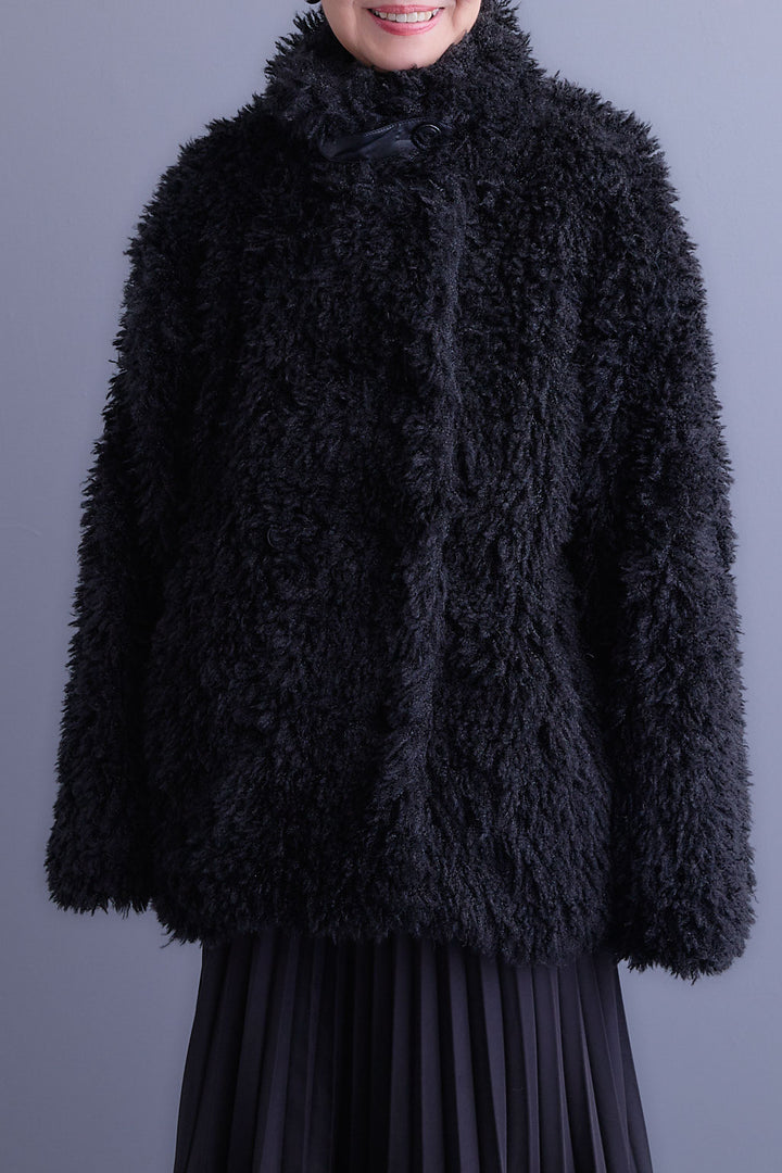 【SET】プードルボア2WAYカラーコート+ジャガードフラワースカート(2set)