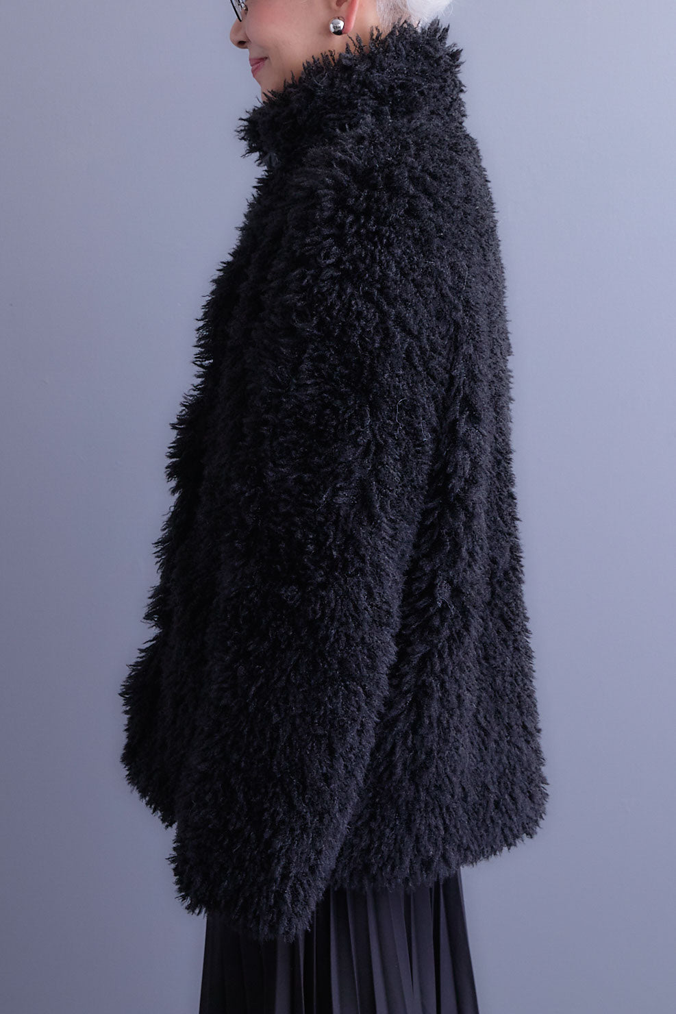 【SET】アシンメトリーロンT+プードルボア2WAYカラーコート+アシンメトリープリーツスカート(3set)