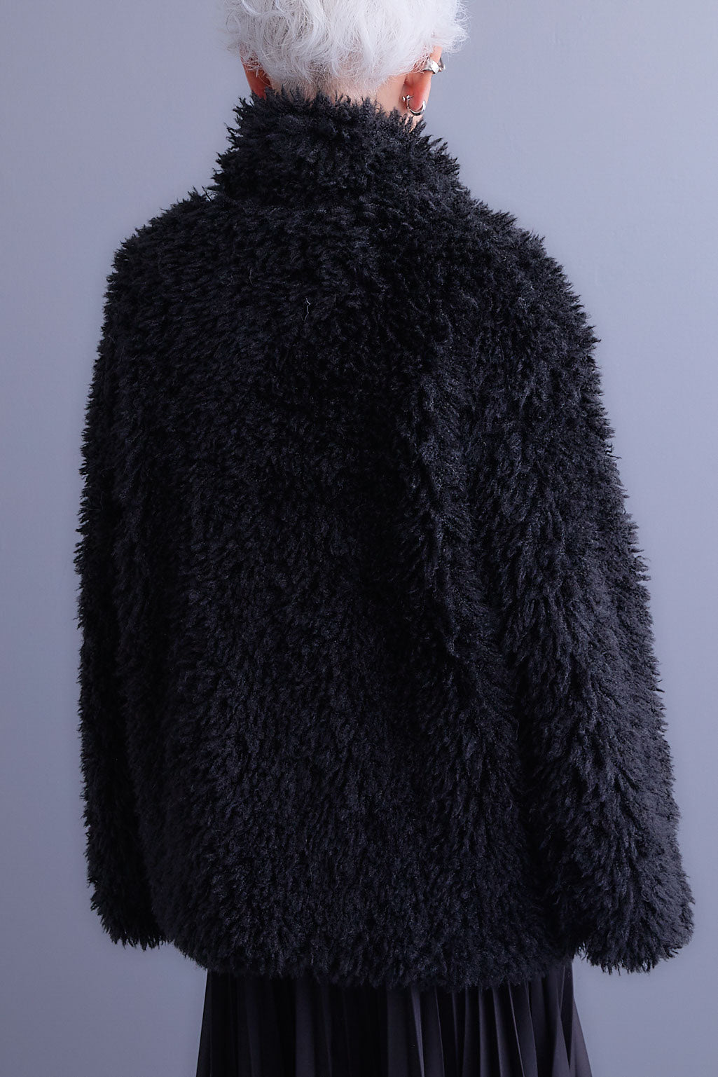 【SET】アシンメトリーロンT+プードルボア2WAYカラーコート+アシンメトリープリーツスカート(3set)