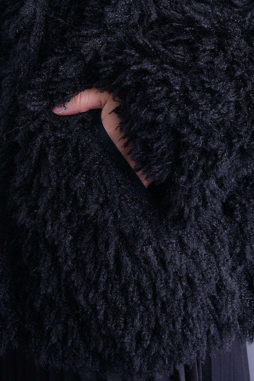 【SET】アシンメトリーロンT+プードルボア2WAYカラーコート+アシンメトリープリーツスカート(3set)