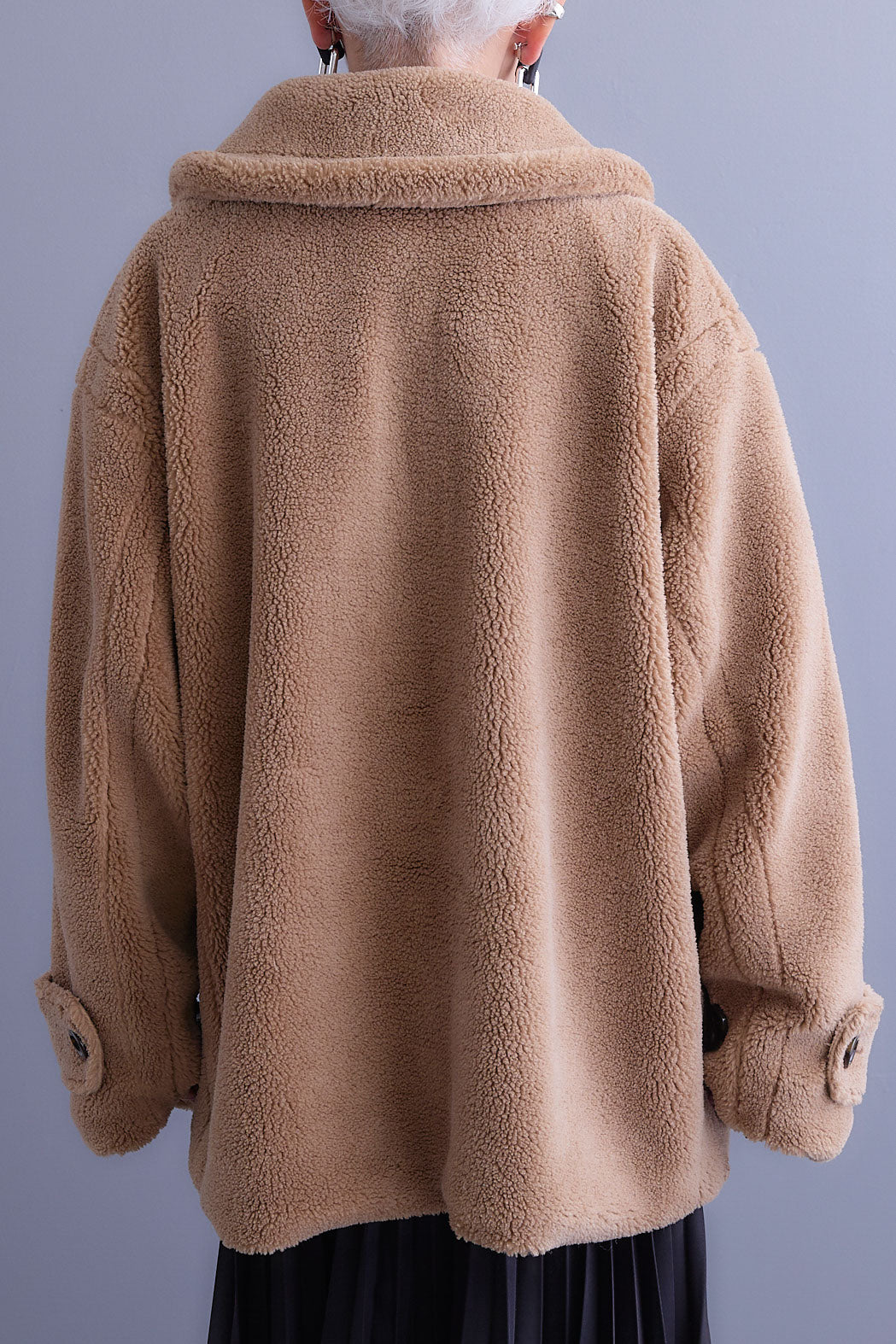 【SET】テディボアフラットカラーコート+ジャガードフラワースカート(2set)