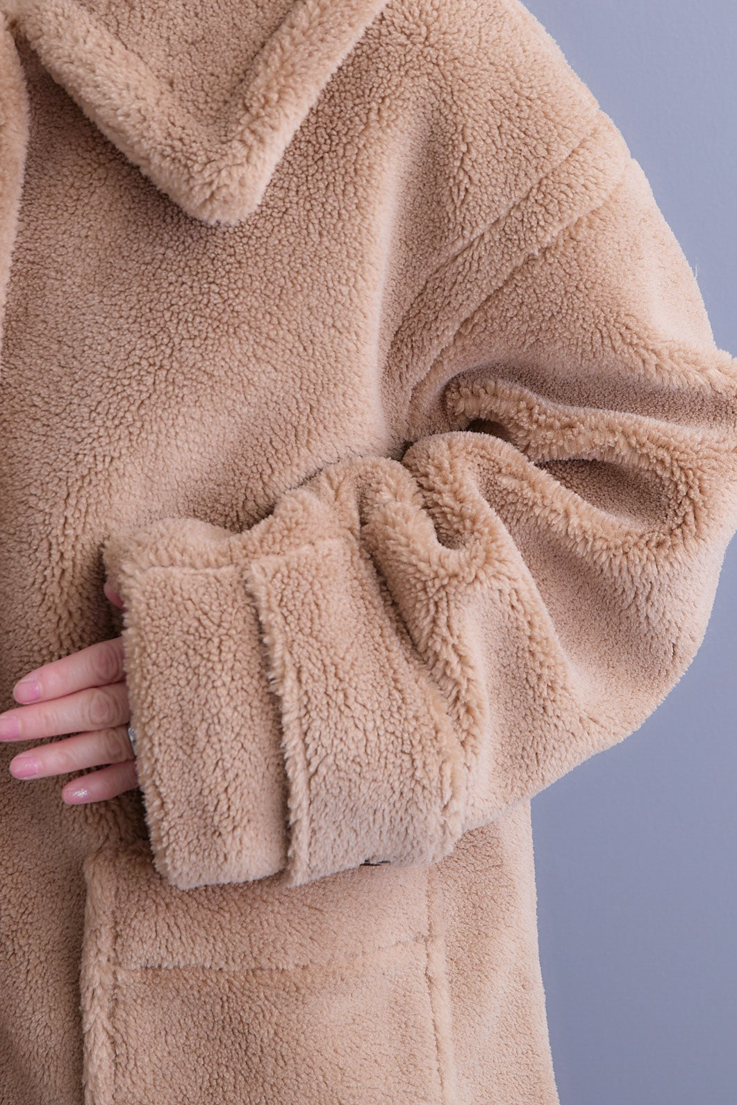 【SET】テディボアフラットカラーコート+アシンメトリープリーツスカート(2set)