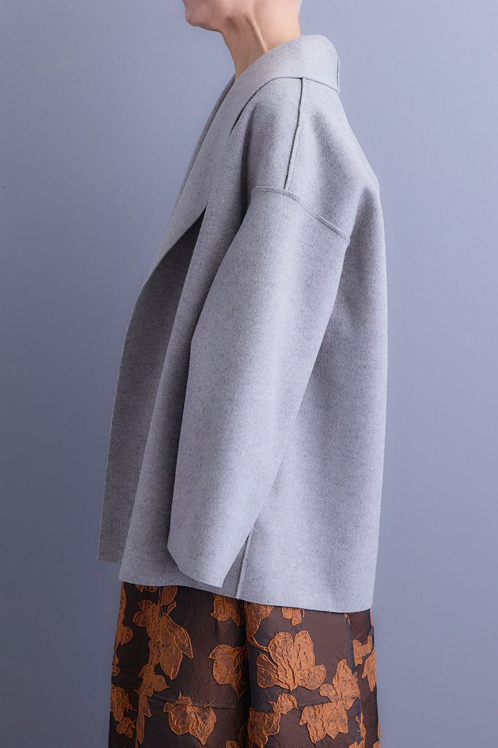 【SET】メルトンソフトショールカラーコート【ベルト付き】+ジャガードフラワースカート(2set)