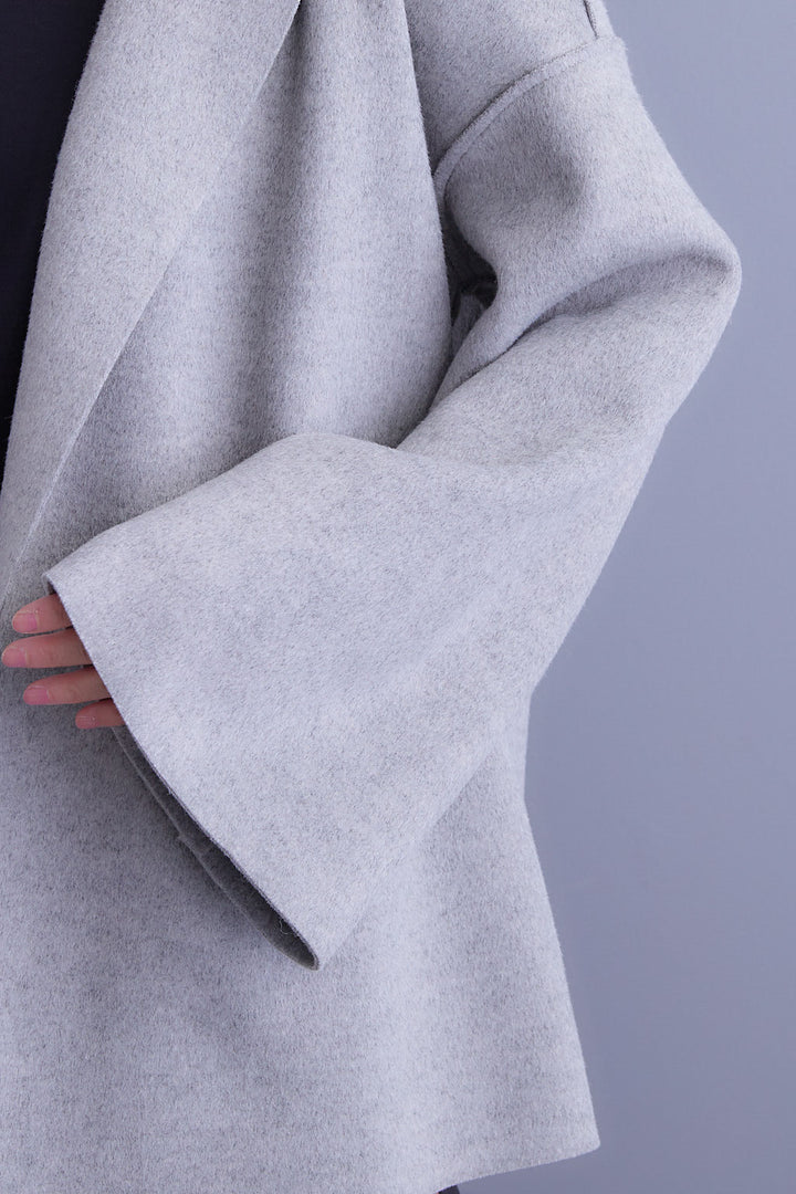 【SET】メルトンソフトショールカラーコート【ベルト付き】+ジャガードフラワースカート(2set)