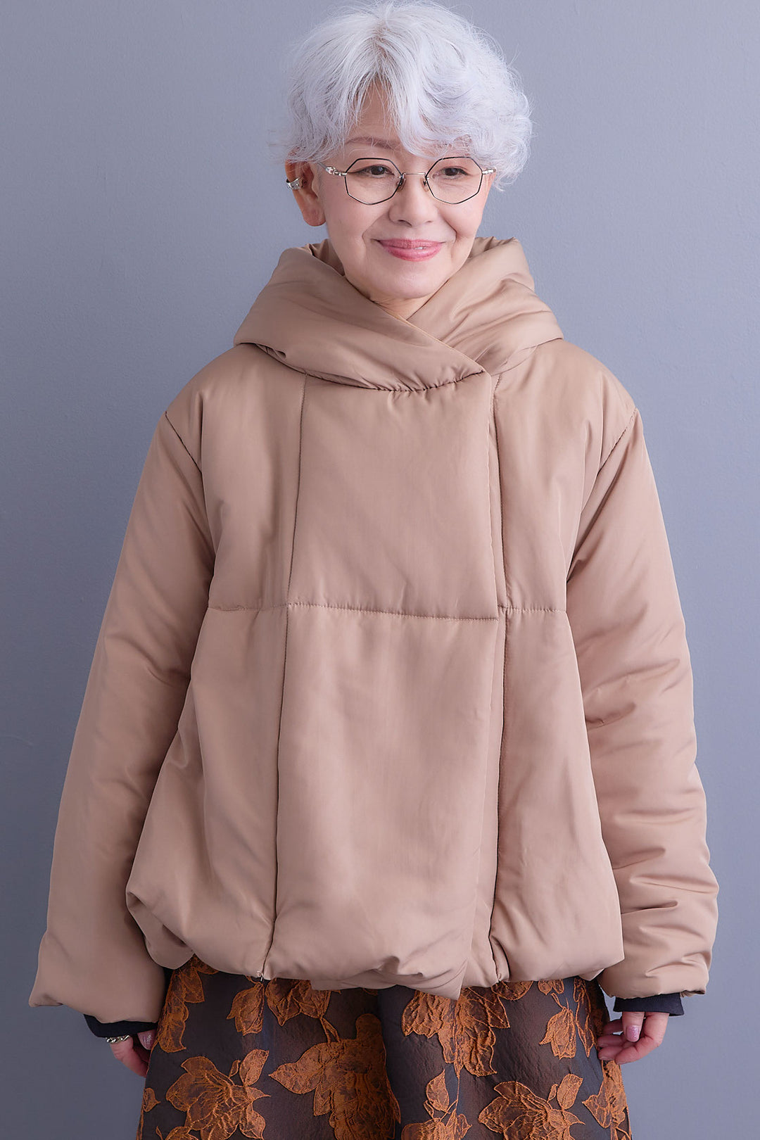 【SET】バルーンシルエットエアパフジャケット+ジャガードフラワースカート(2set)