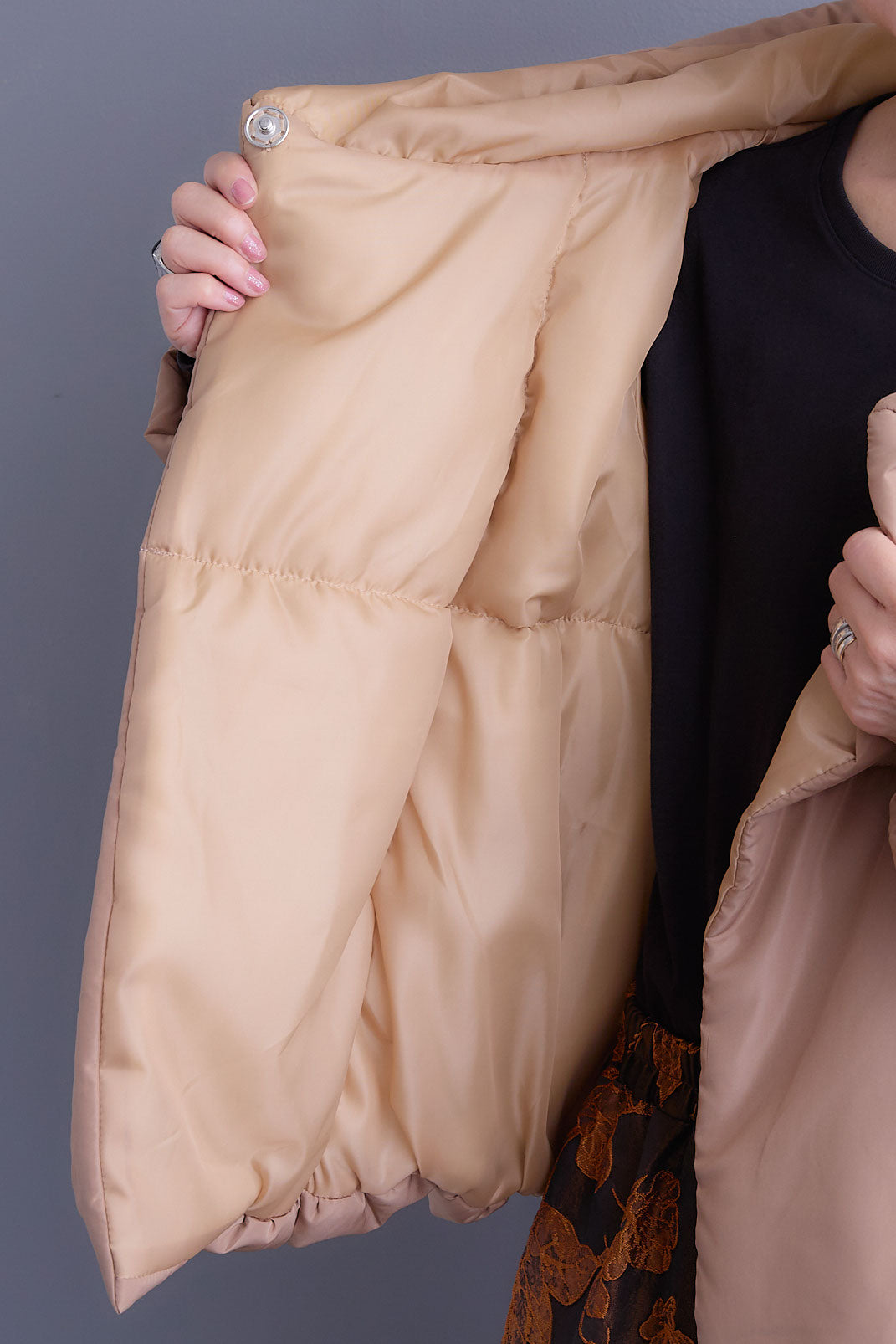 【SET】バルーンシルエットエアパフジャケット+ジャガードフラワースカート(2set)