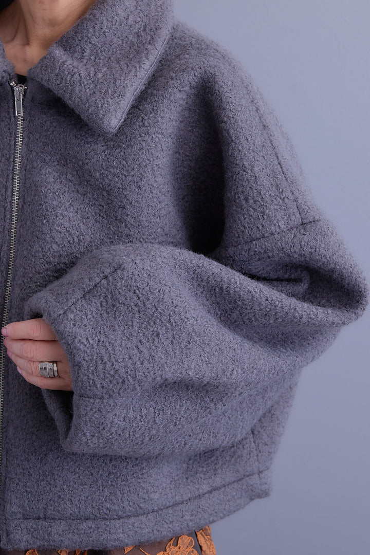 【SET】シープボアボリュームスリーブジャケット+ジャガードフラワースカート(2set)