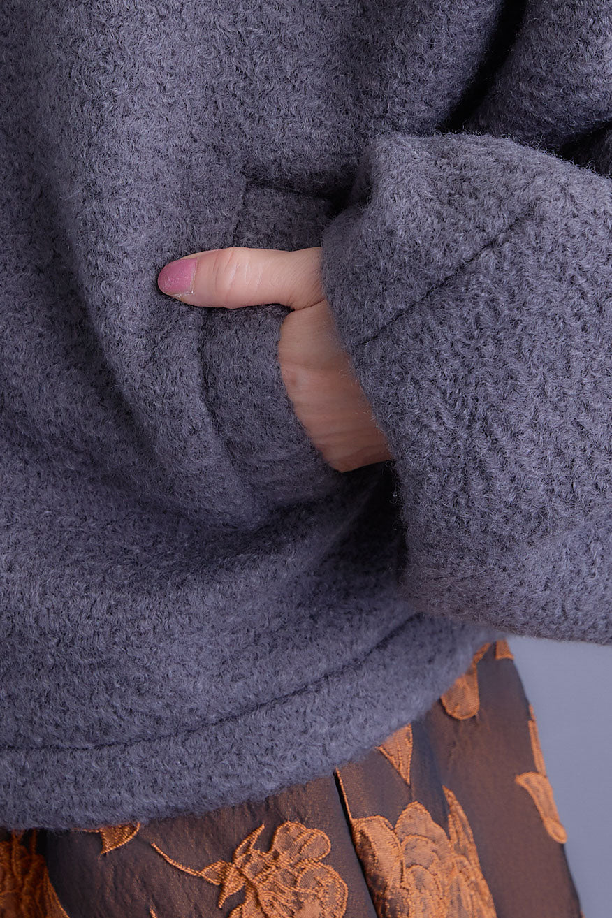 【225】新品　アナイ　リネンボリュームスリーブジャケット　濃紺　34　B VOLUME SLEEVE ZIP JACKET — aulaaila