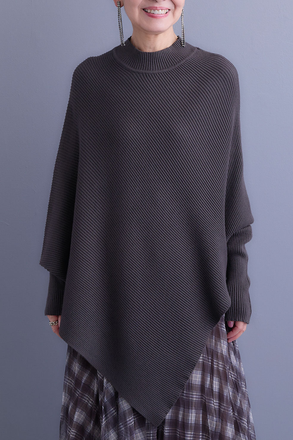 【SET】アシンメトリーオーバーニット+シャギーテーラードコート+アシンメトリープリーツスカート(3set)