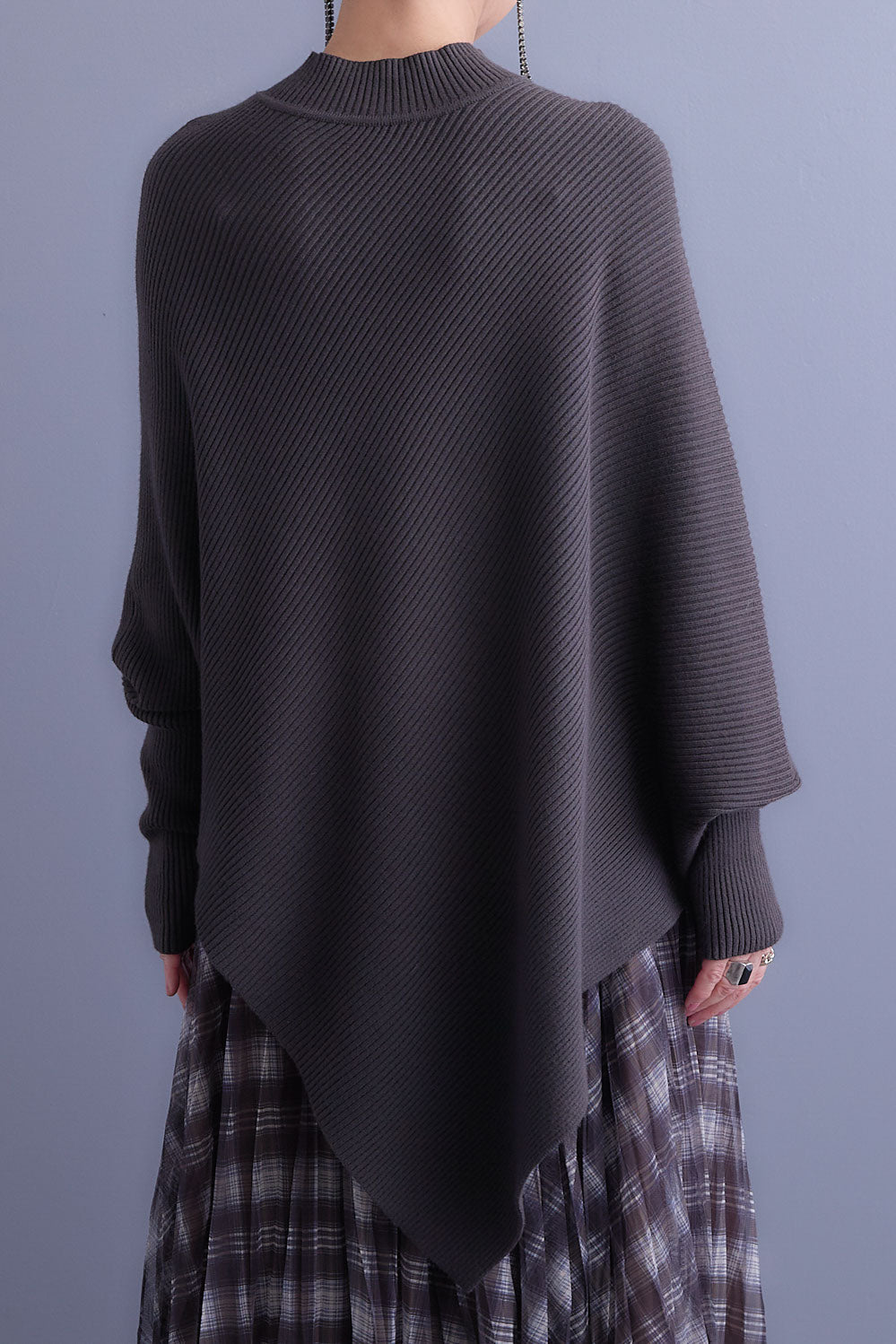 【SET】アシンメトリーオーバーニット+ブークレーオーバーミディコート+アシンメトリープリーツスカート(3set)