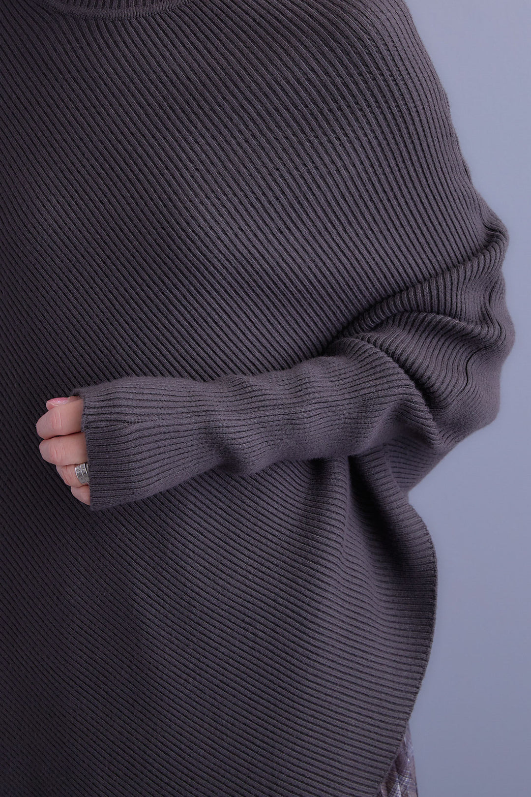 【SET】アシンメトリーオーバーニット+オーバーカラーファーコート+アシンメトリープリーツスカート(3set)