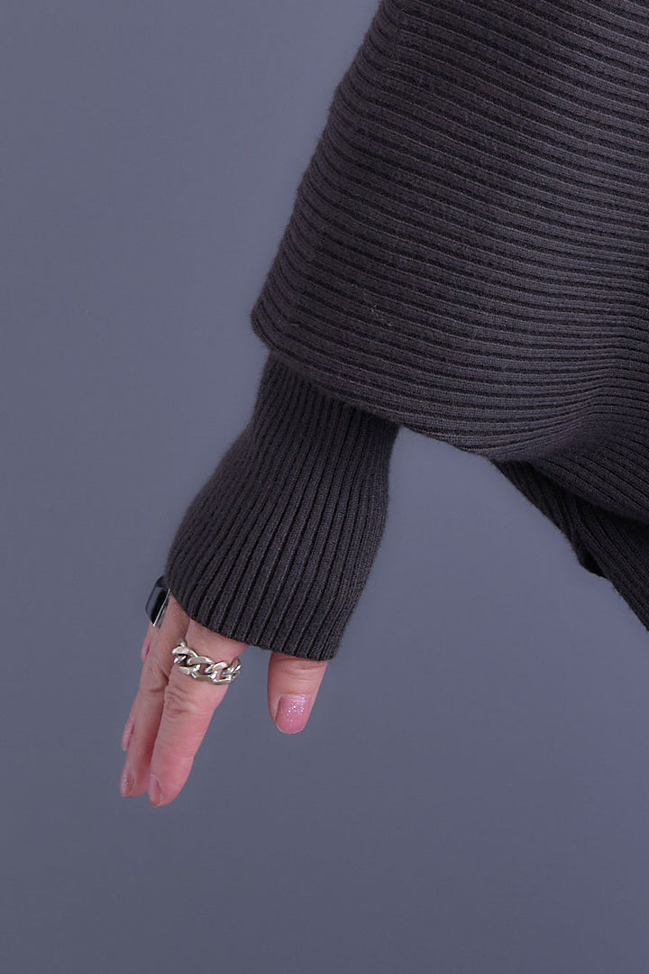 【新色追加】【SET】アシンメトリーオーバーニット+チュールレイヤードMA-1シャギーオーバーコート+アシンメトリープリーツスカート(3set)