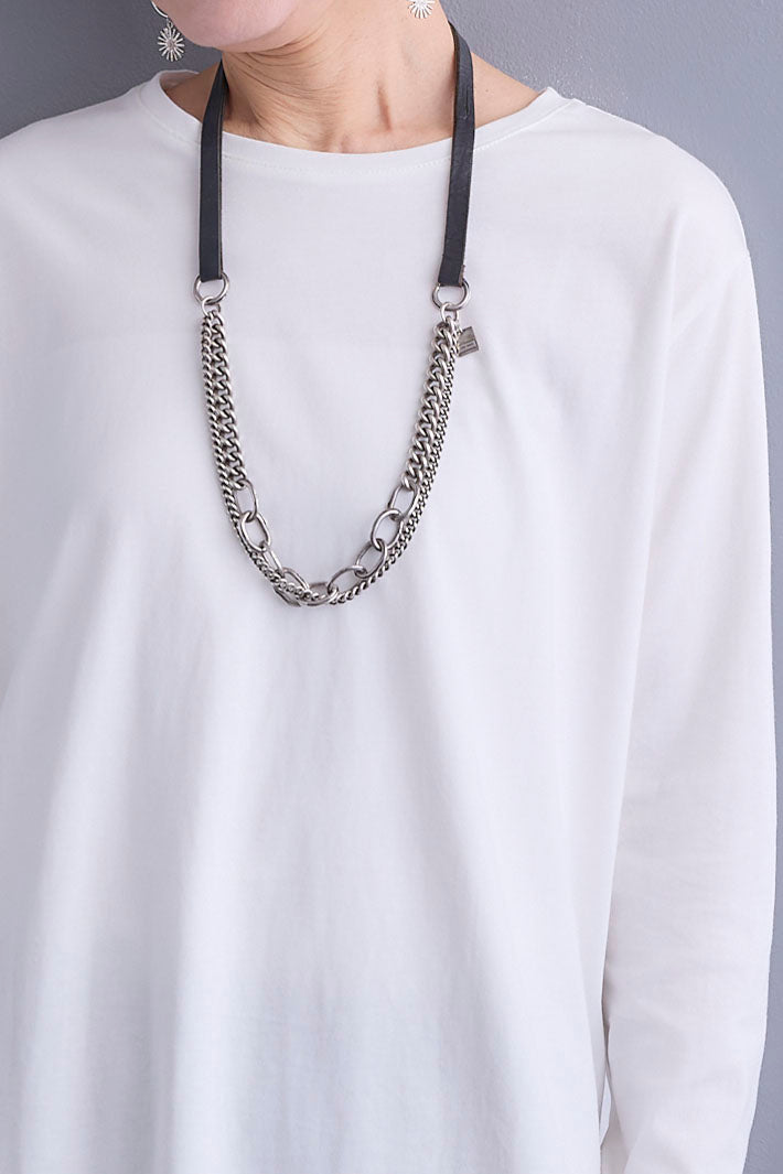 【SET】シアーシャツドッキングジャケット+アシンメトリーロンT+アシンメトリープリーツスカート(3set)