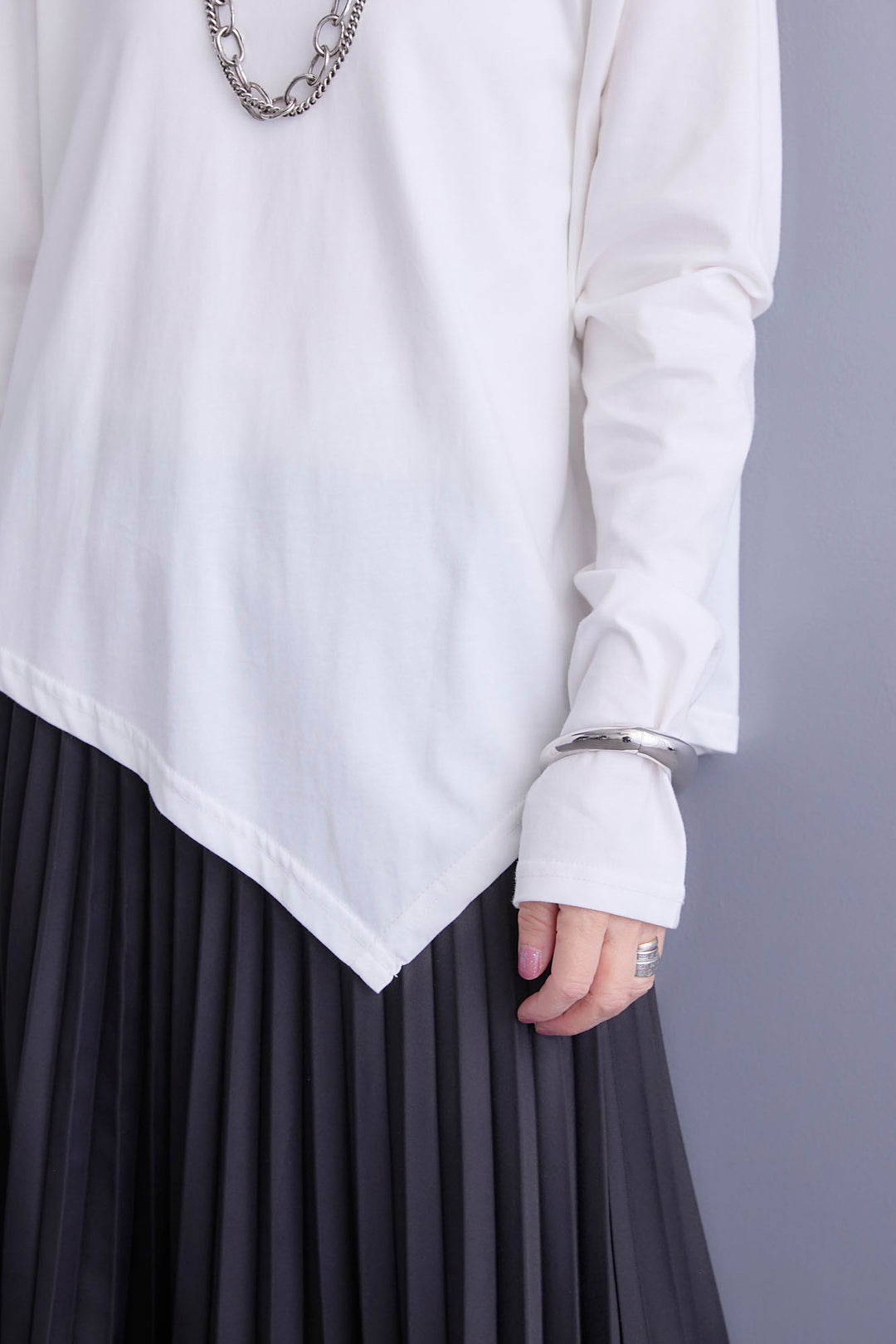 【SET】コーデュロイカラー10ozデニムジャケット+アシンメトリーロンT+ボックスプリーツロングスカート(3set)