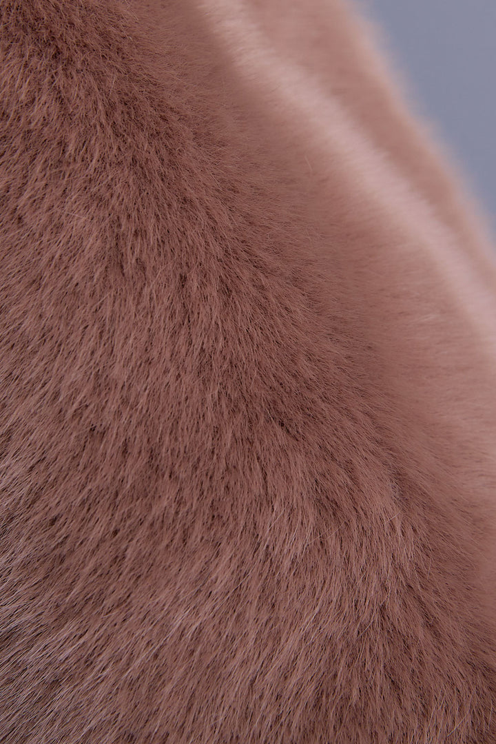 【SET】ボリュームスリーブハイネックリラクシーニット+ノーカラーラウンドシルエットファーコート+アシンメトリープリーツスカート(3set)