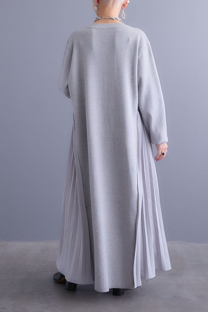 【SET】チュールドッキングナイロンオックスMA-1ジャケット【2WAY】+ZIPポケットサイドプリーツニットワンピース(2set)