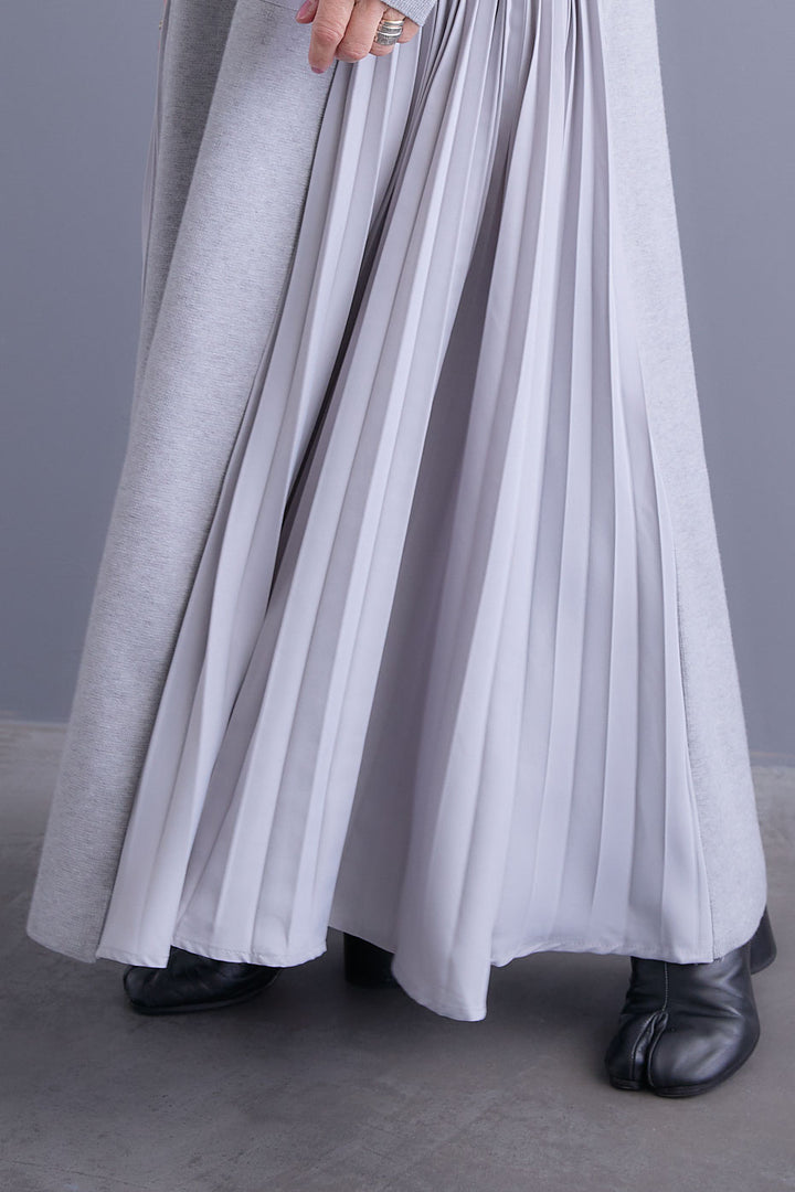 【SET】チュールドッキングナイロンオックスMA-1ジャケット【2WAY】+ZIPポケットサイドプリーツニットワンピース(2set)