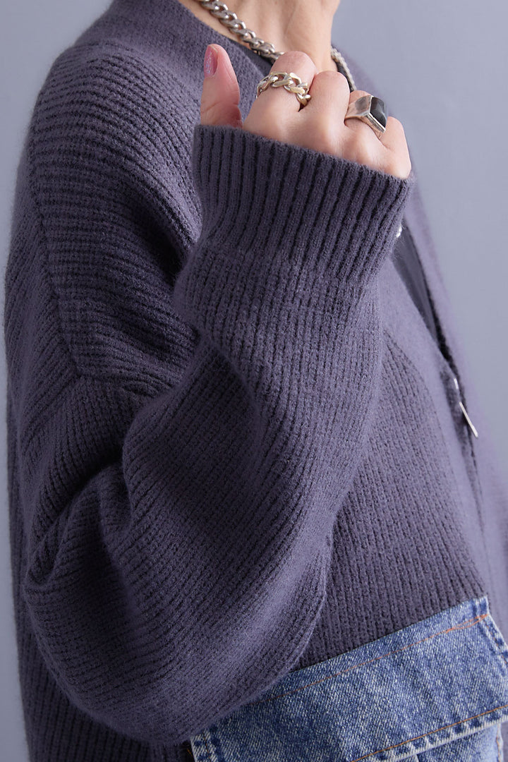 【SET】デニムポケットZIPニットカーディガン+ツートーンアシメラップフレアスカート(2set)