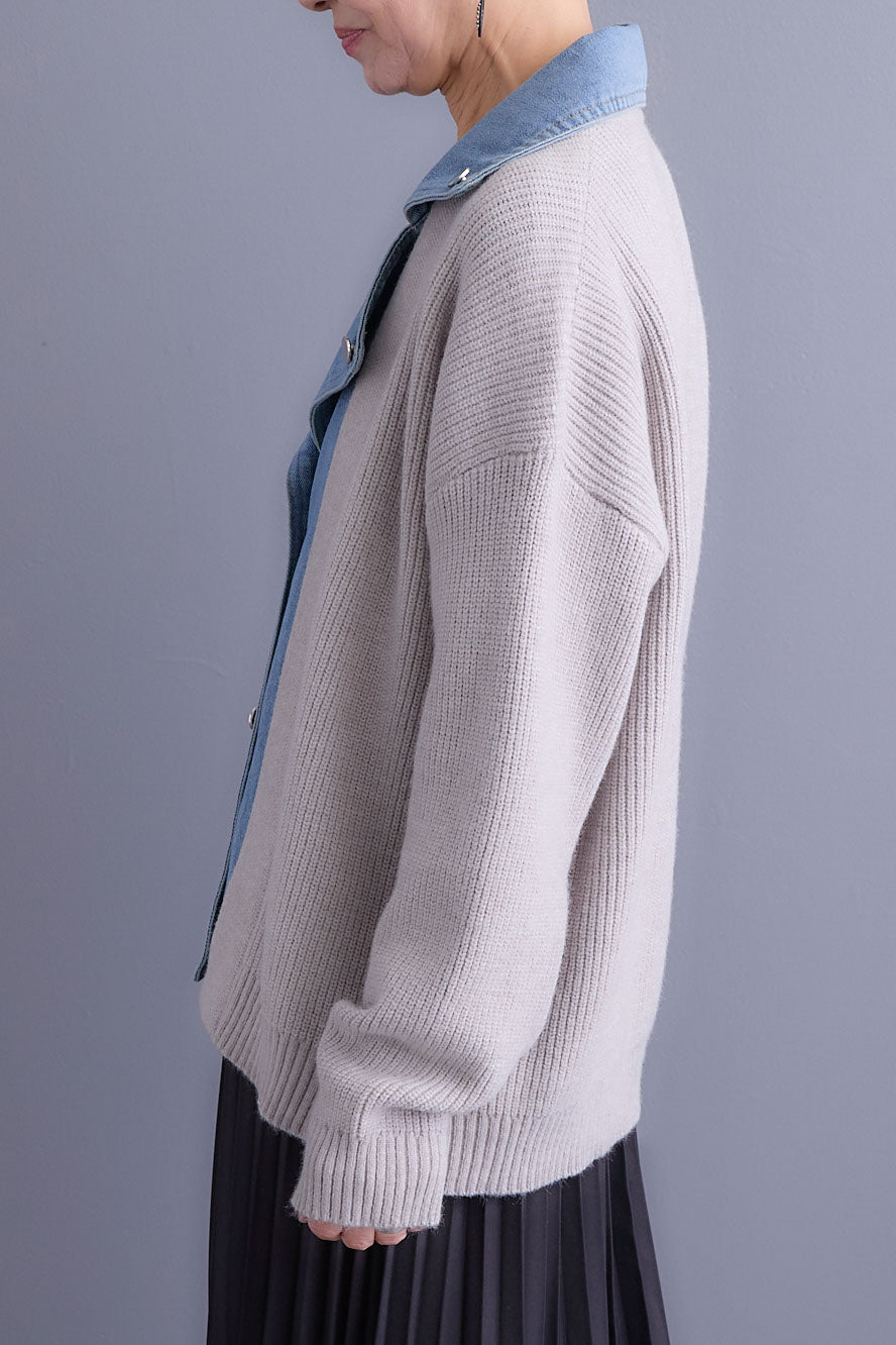 【SET】デニムライダースニットカーディガン+アシンメトリープリーツスカート(2set)