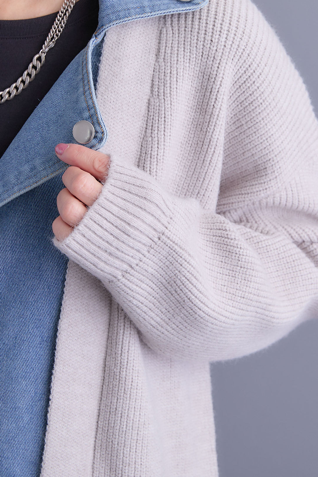 【予約】デニムライダースニットカーディガン