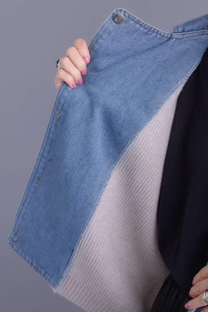 【SET】デニムライダースニットカーディガン+アシンメトリープリーツスカート(2set)