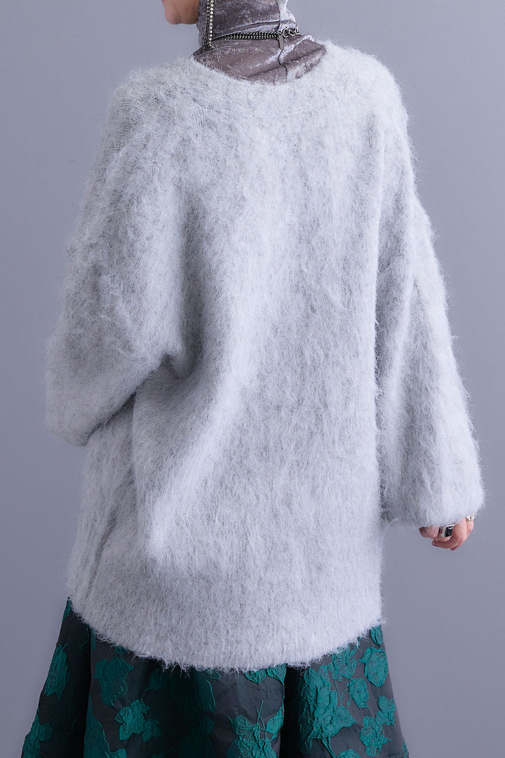 【SET】クラッシュベロアハイネックシアートップス+シャギーVネックニットカーディガン+ジャガードフラワースカート(3set)