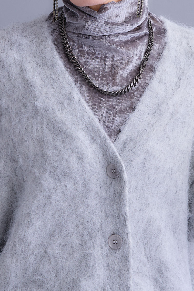 【予約】シャギーVネックニットカーディガン