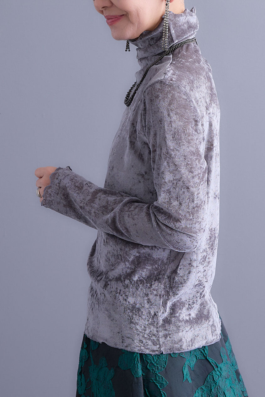 【SET】クラッシュベロアハイネックシアートップス+シャギーVネックニットカーディガン+ジャガードフラワースカート(3set)