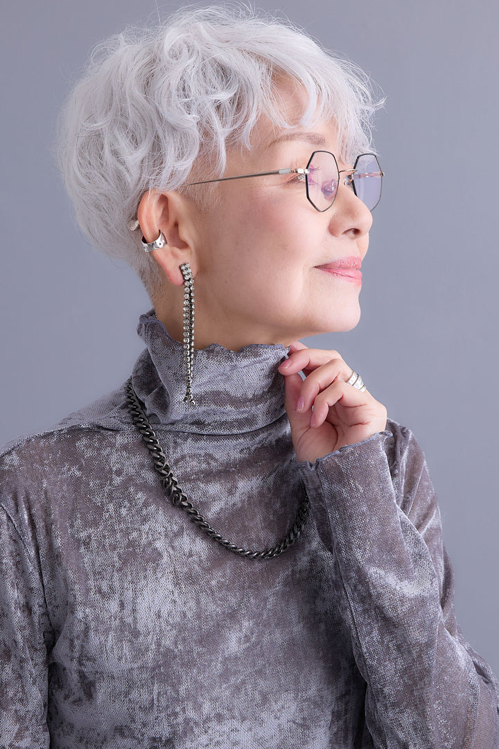 【予約】クラッシュベロアハイネックシアートップス