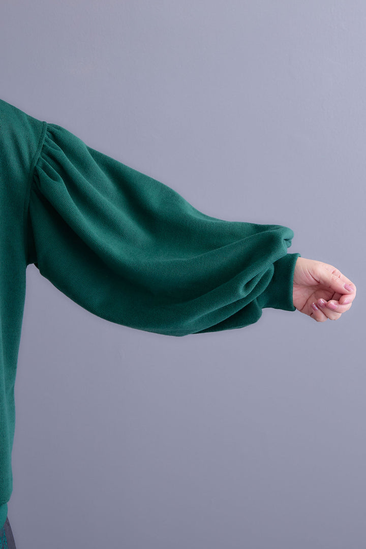 【SET】ボリュームスリーブモックネックプルオーバー+ジャガードフラワースカート(2set)