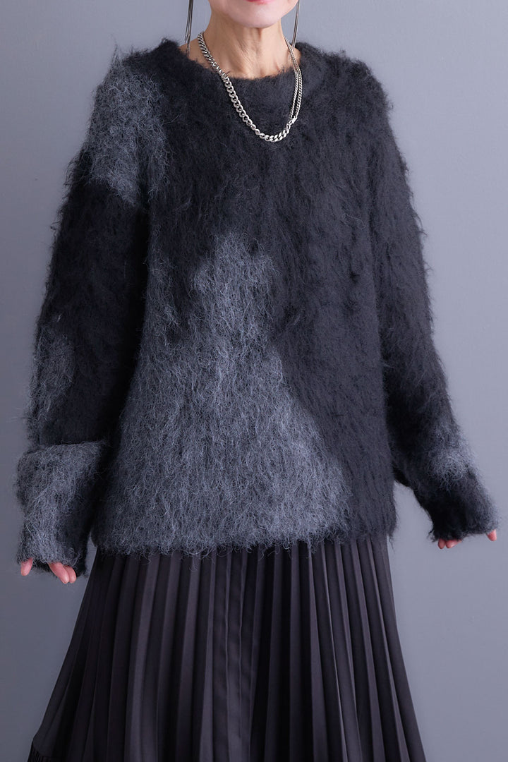 【予約】ミックスヤーンインターシャブロッキングニット