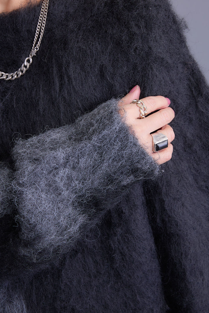 【予約】ミックスヤーンインターシャブロッキングニット