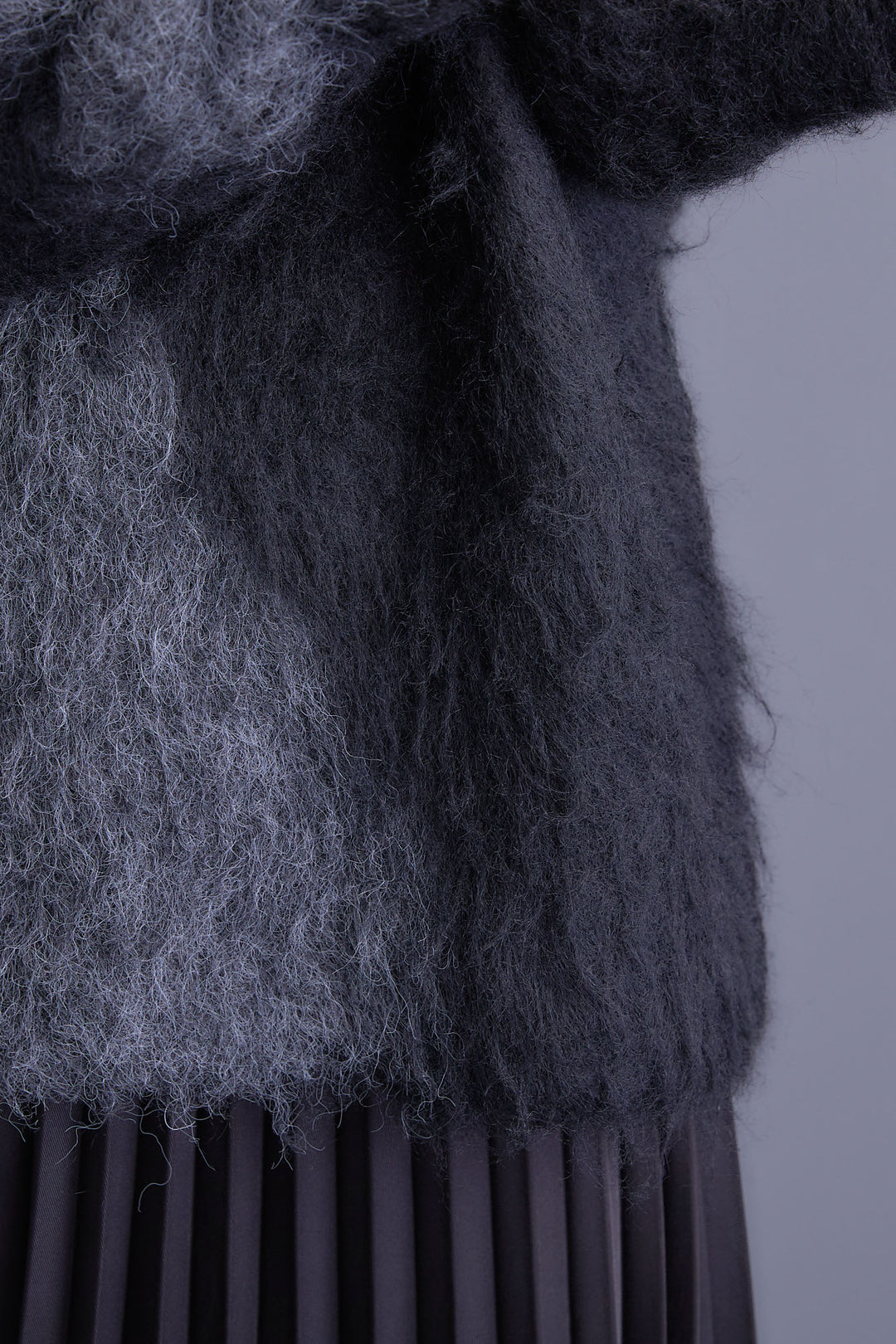 【SET】ミックスヤーンインターシャブロッキングニット+アシンメトリープリーツスカート(2set)