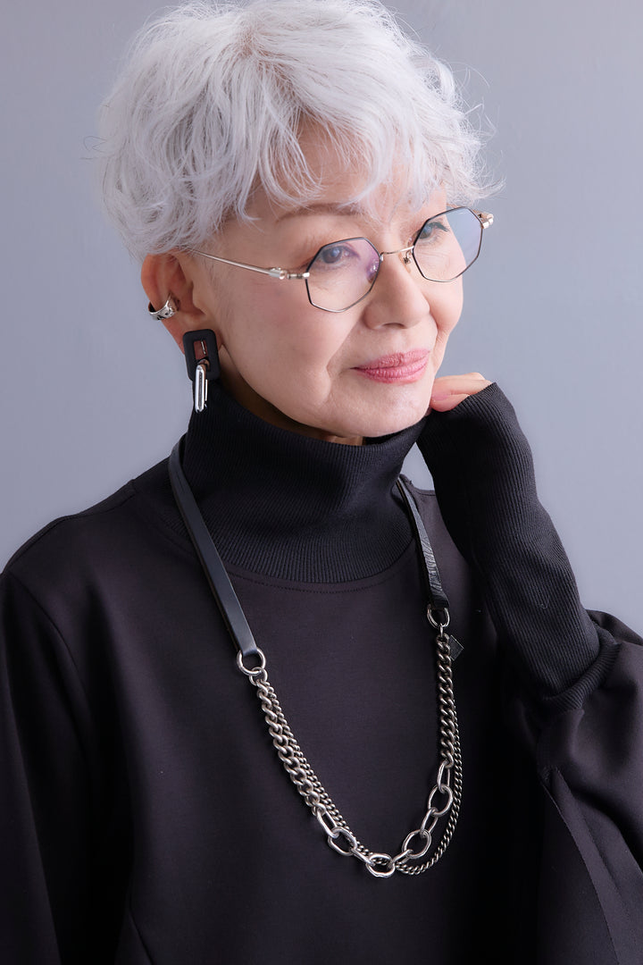 【SET】アシメハイネックポンチョプルオーバー+アシンメトリープリーツスカート(2set)