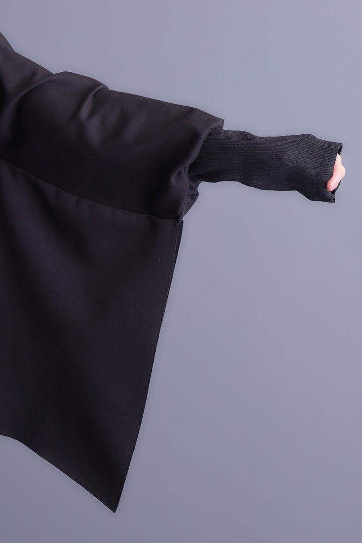 【SET】アシメハイネックポンチョプルオーバー+アシンメトリープリーツスカート(2set)